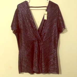 NWT Anthropologie metallic flutter sleeve top